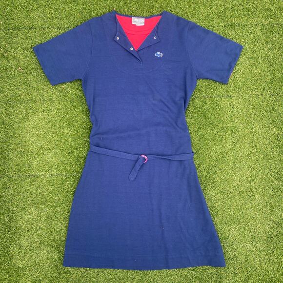 Lacoste David Crystal 1970's Vintage Belted Dress - Picture 1 of 8